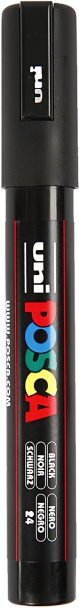 Uni Posca Marker, lijndikte: 2,5 mm,  PC-5M , black, medium, 1stuk [HOB-276046]